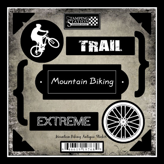 Stamping Station - Mountain Biking Antique Stickers